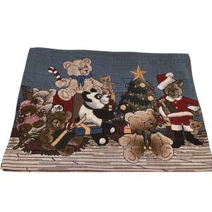 Christmas Tree Teddy Bears Toyland Tapestry Placemats Set of Four Holiday Decor